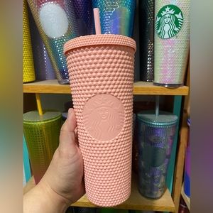 Studded light pink starbucks tumbler